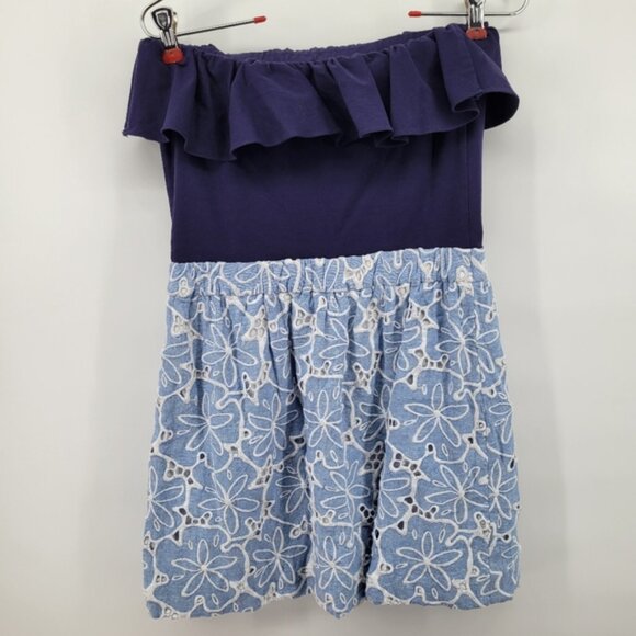 Lilly Pulitzer Athens Tide Blue Hollar For a Dollar Eyelet Chambray Dress Small - Picture 5 of 10